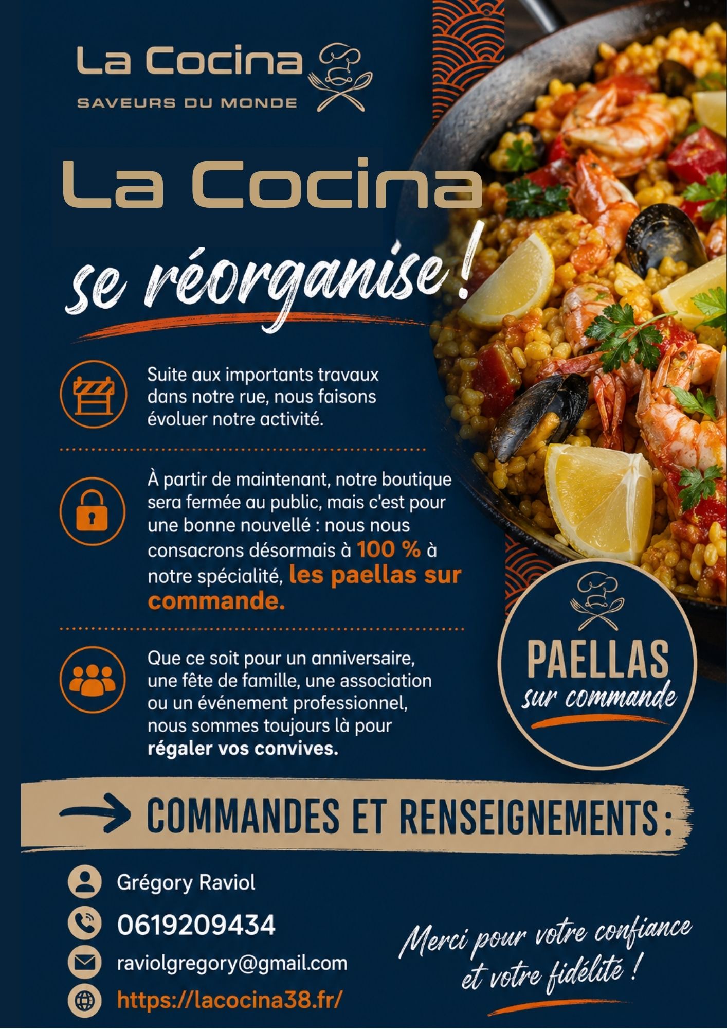 la coccina réorganisation la cocina - Paellas Grenoble -Uniquement sur Rv